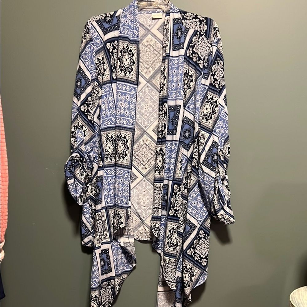 Chic Blue and White Cardigan